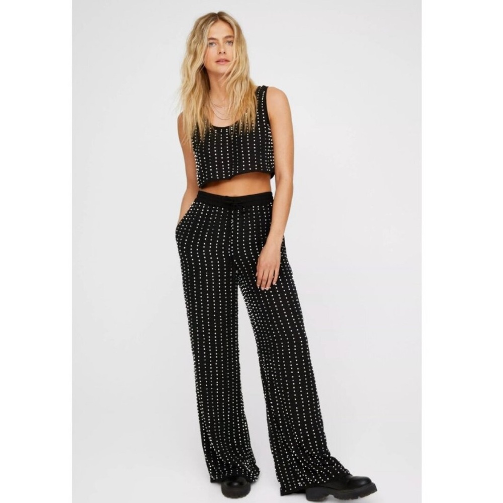 Nasty Gal Stud Hand Beaded Cropped Top and Pant Set